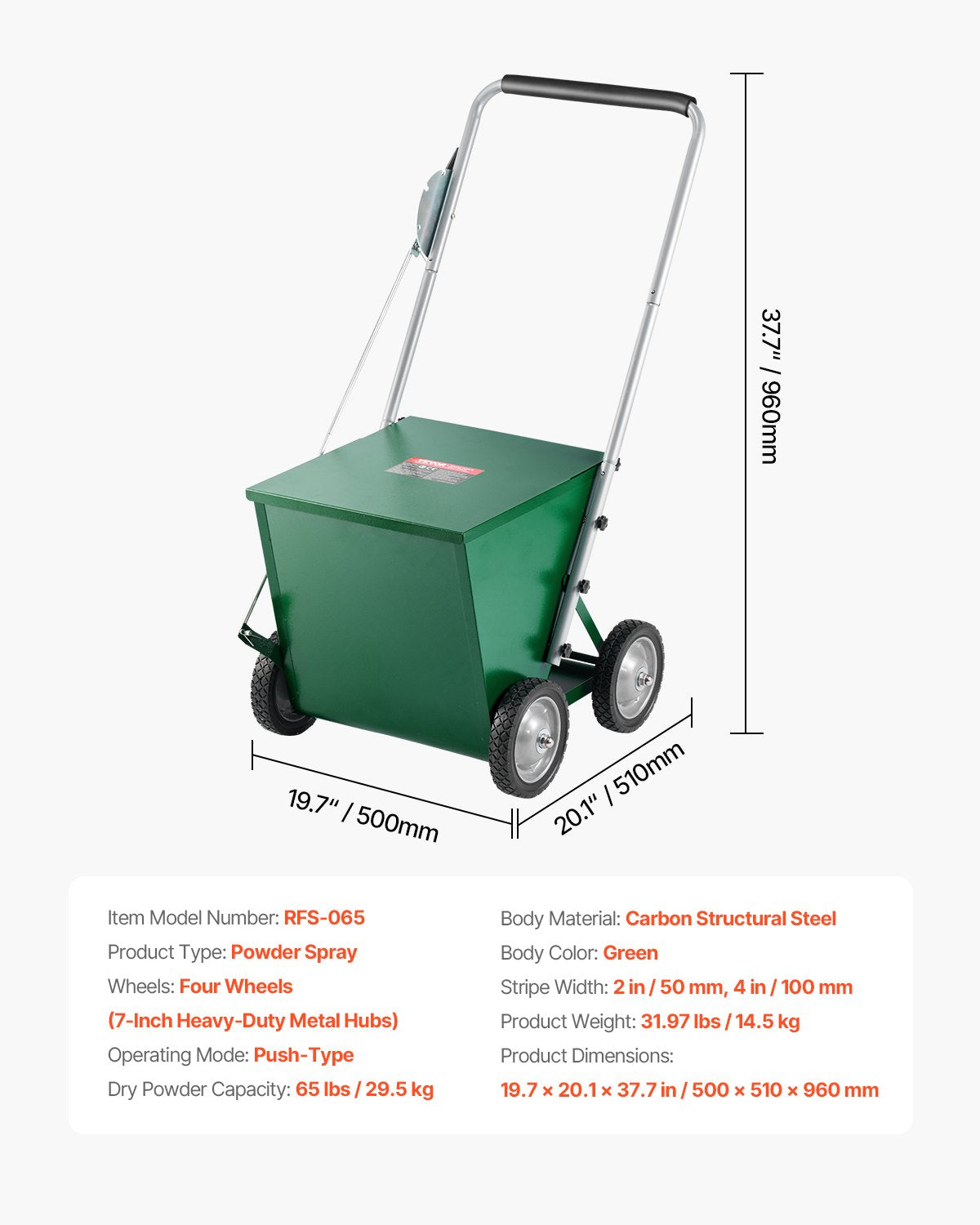 Dry Line Marker 4-Wheel 2 eller 4 in Lines Heavy Duty Steel Chalker 65 lbs