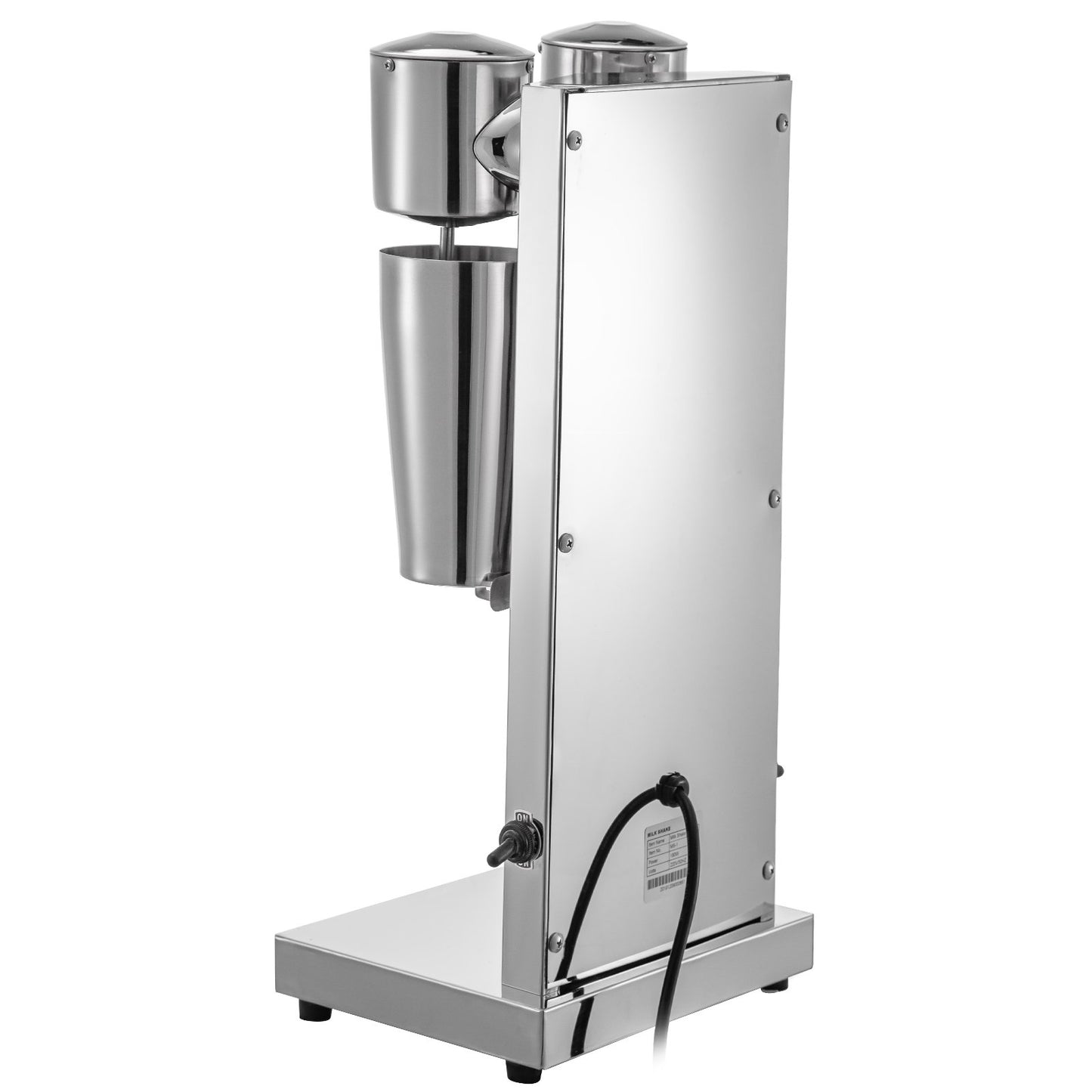 Milkshake Maker Kit, Elektrisk Milkshake Maker i rostfritt stål, 180 W Milkshake Machine, Double Head Classic Milkshake Maker med 800 ml kopp, Silver Milkshake Maker Machine, 2 hastigheter justerbar