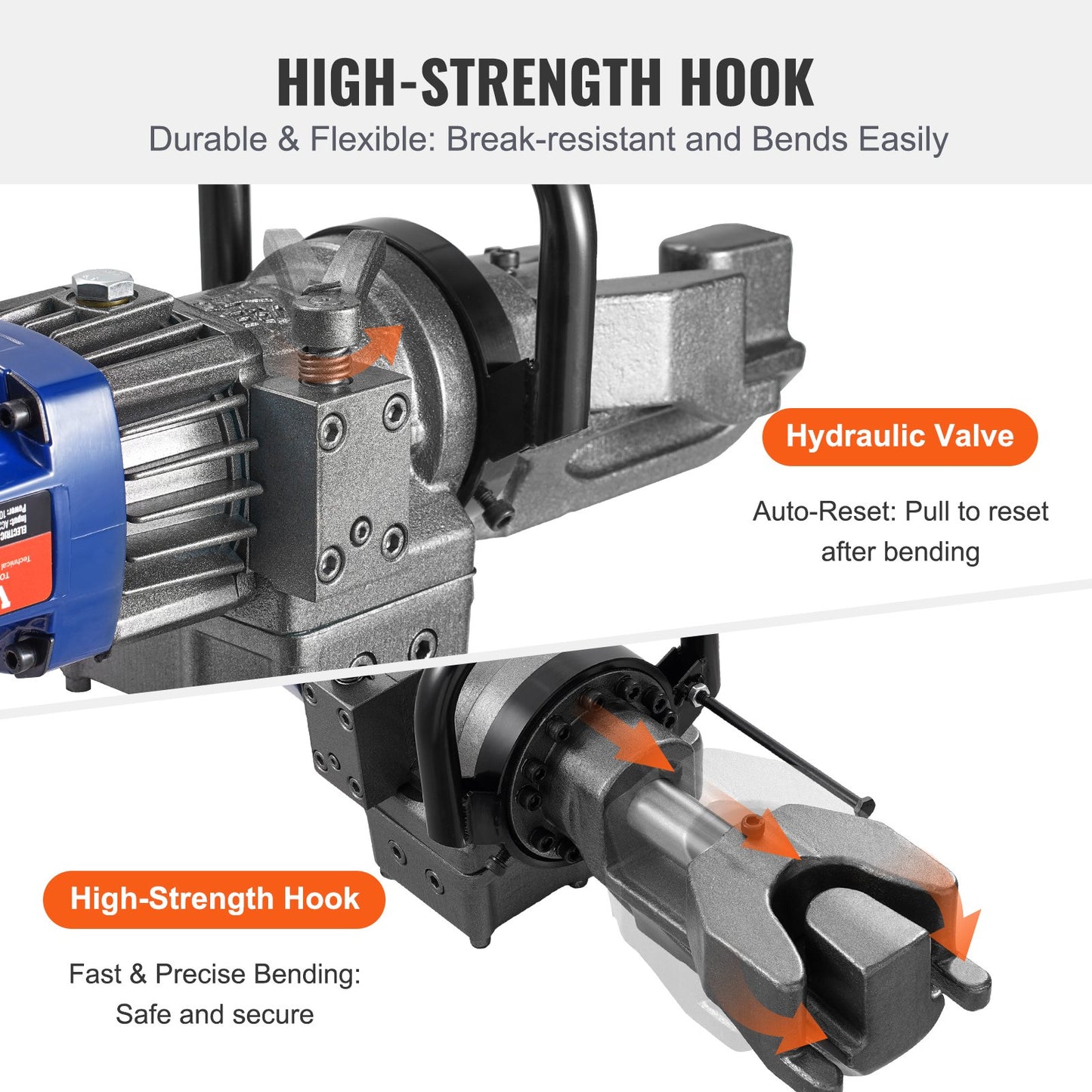1000W elektrisk hydraulisk armeringsjärnsbockare upp till 5/8 tum #5 (6-16 mm) armeringsjärn