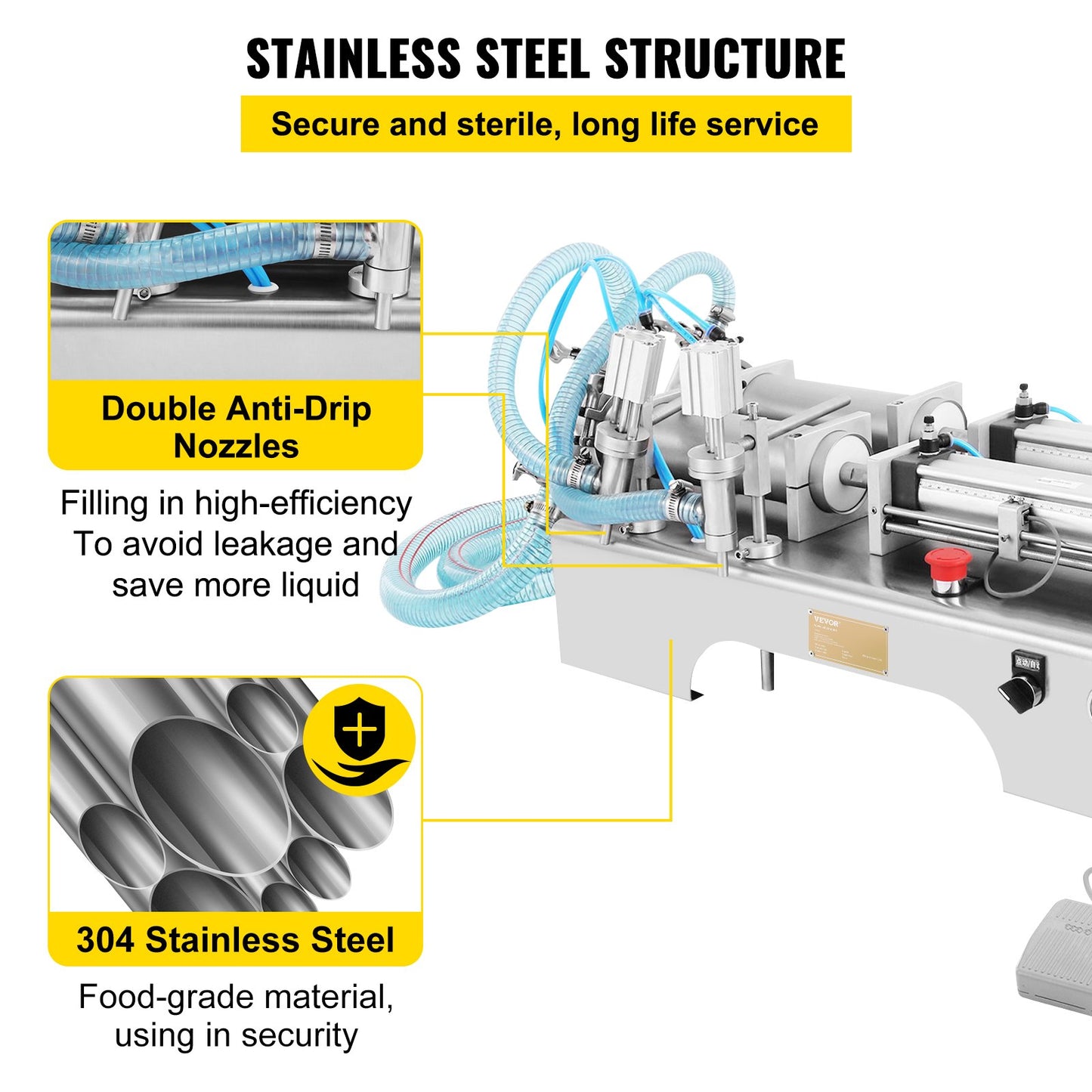 100-1000ml Pneumatic Liquid Filling Machine Two Nozzles Bottle Filler for Liquid Juice Filler for Liquid