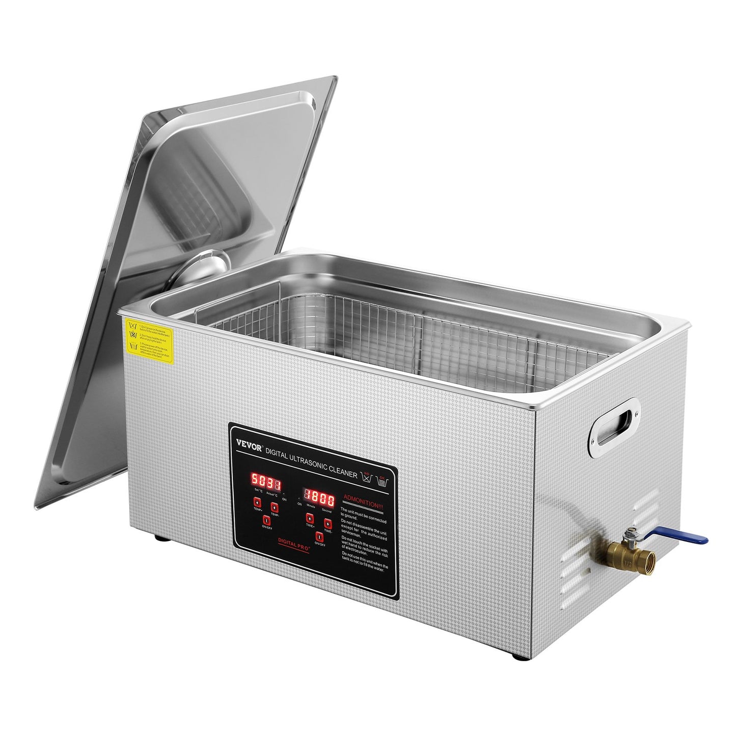 Ultrasonic Cleaner med Digital Timer & Heater, Professionell Ultra Sonic Smycken Cleaner, Rostfritt stål Uppvärmd rengöringsmaskin för glasögon Klockringar Små delar Kretskort (22L)