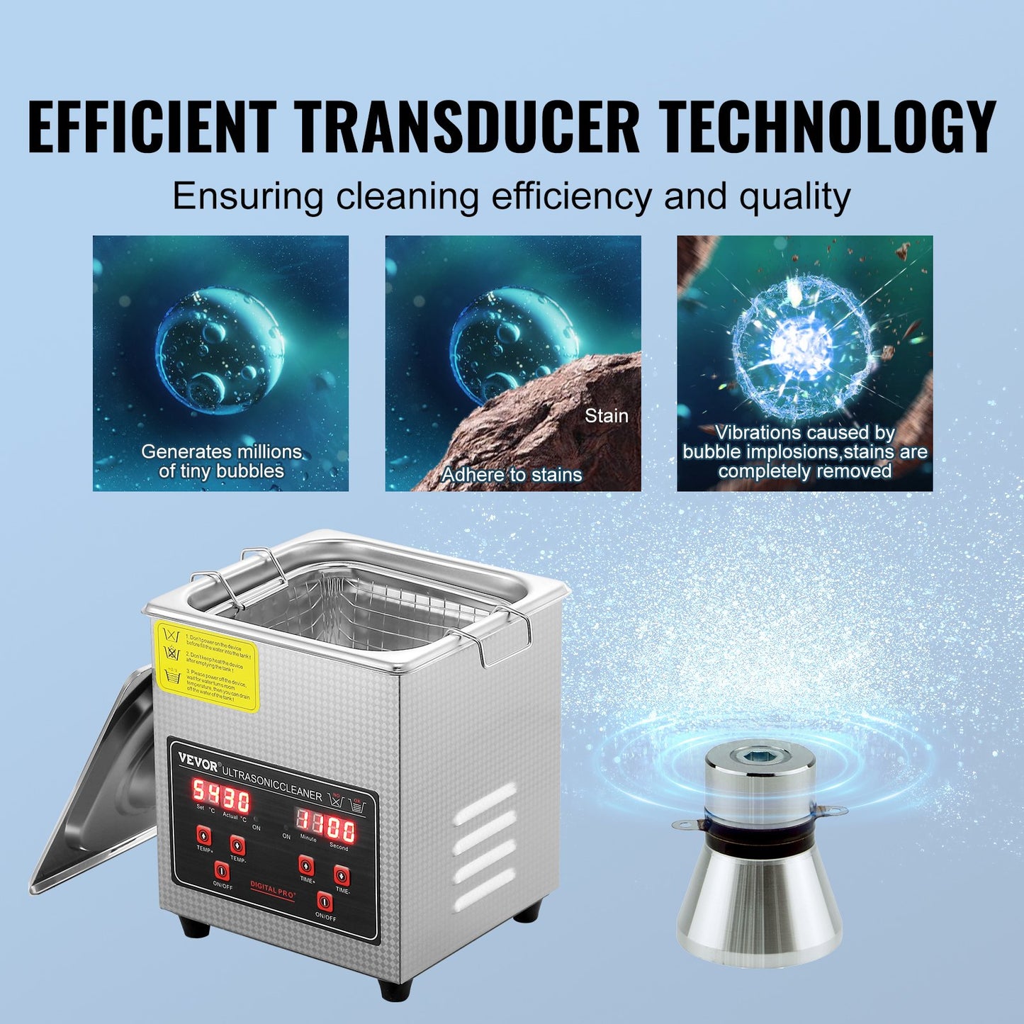 Ultrasonic Cleaner med Digital Timer & Heater, Professionell Ultra Sonic Smycken Cleaner, Rostfritt stål Uppvärmd rengöringsmaskin för glasögon Klockringar Små delar Kretskort (2L)