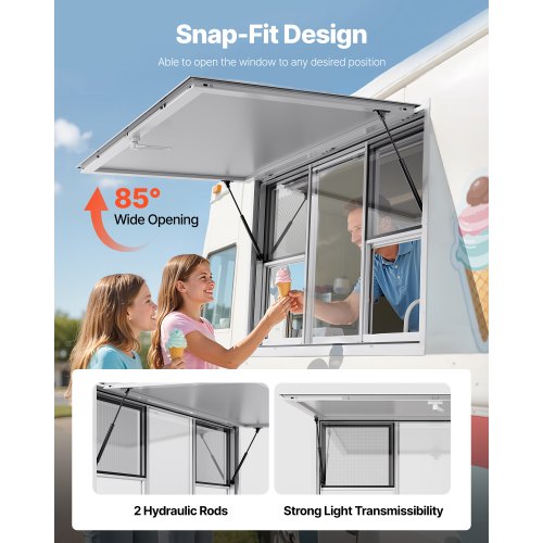 152x92 cm serving kiosk for food carts, awning