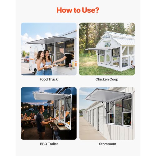 152x92 cm serving kiosk for food carts, awning