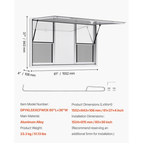 152x92 cm serving kiosk for food carts, awning