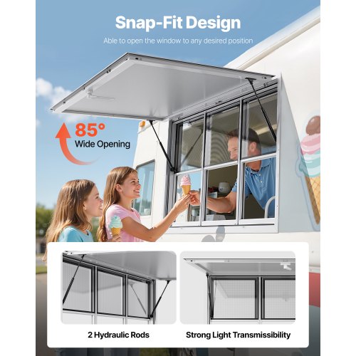 152x92 cm serving kiosk for food carts, awning