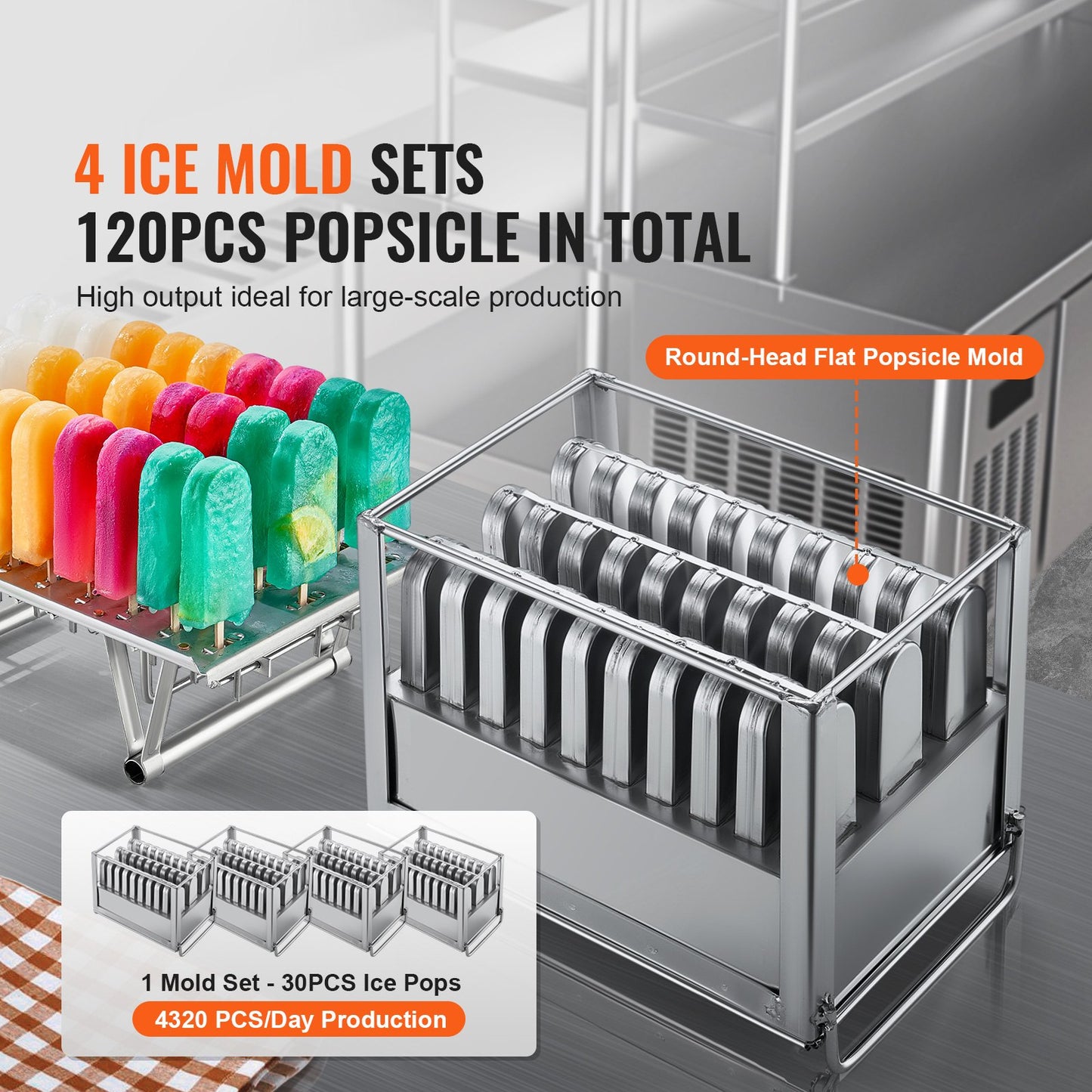 Commercial Popsicle Machine 4 Form Set - 120 STS Ice Pops Making Machine