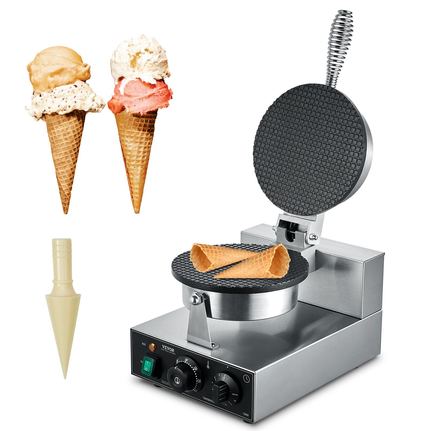 Electric Ice Cream Cone Machine Commercial Waffle Cone Egg Roll Maker 1230W