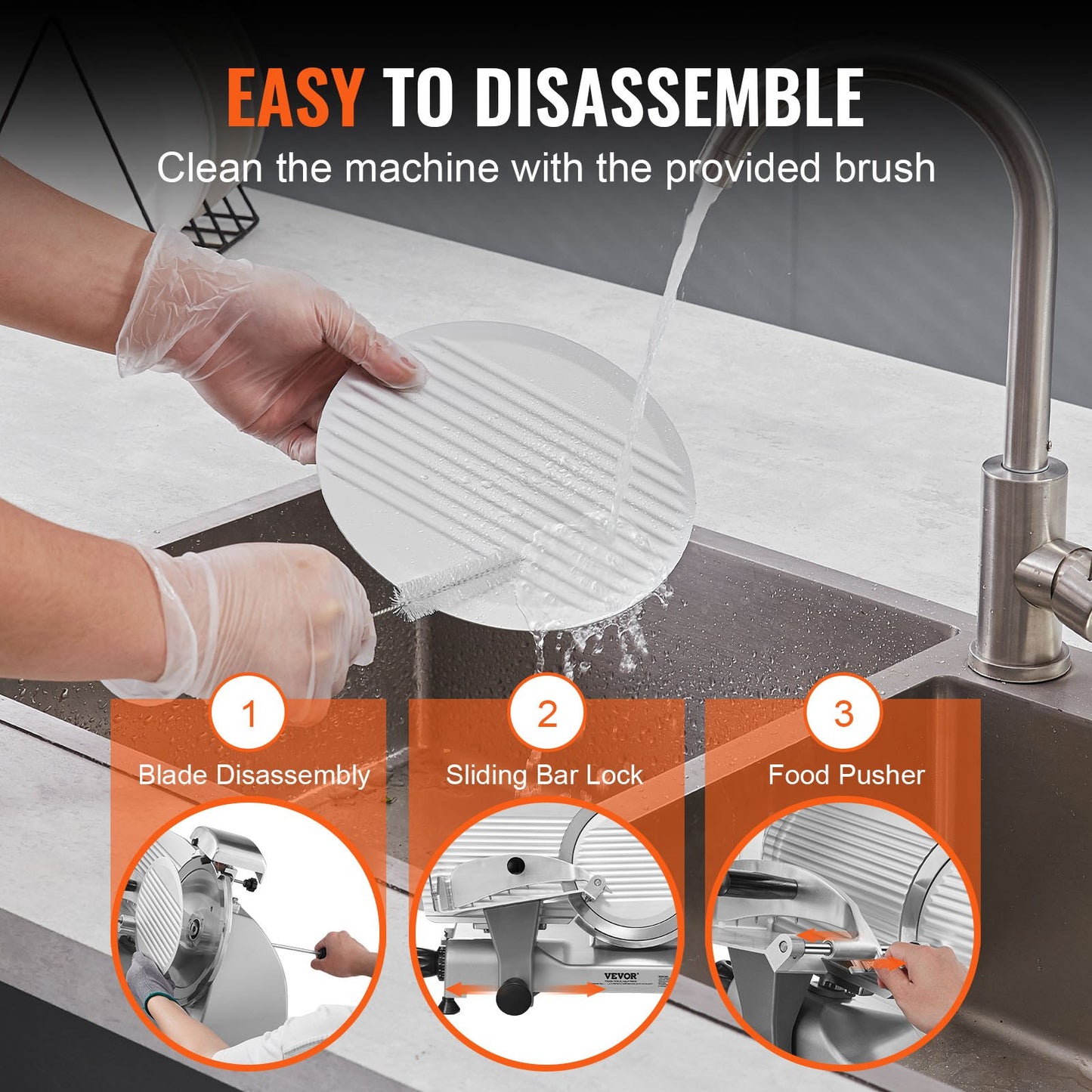 Meat Slicer, 340W Electric Deli Food Slicer with 10" SUS420 Stainless Steel Blade and Built-in Grindstone, 0-0.6 Inch Adjustable Thickness for Commercial and Home Use, Slice Meat and Cheese