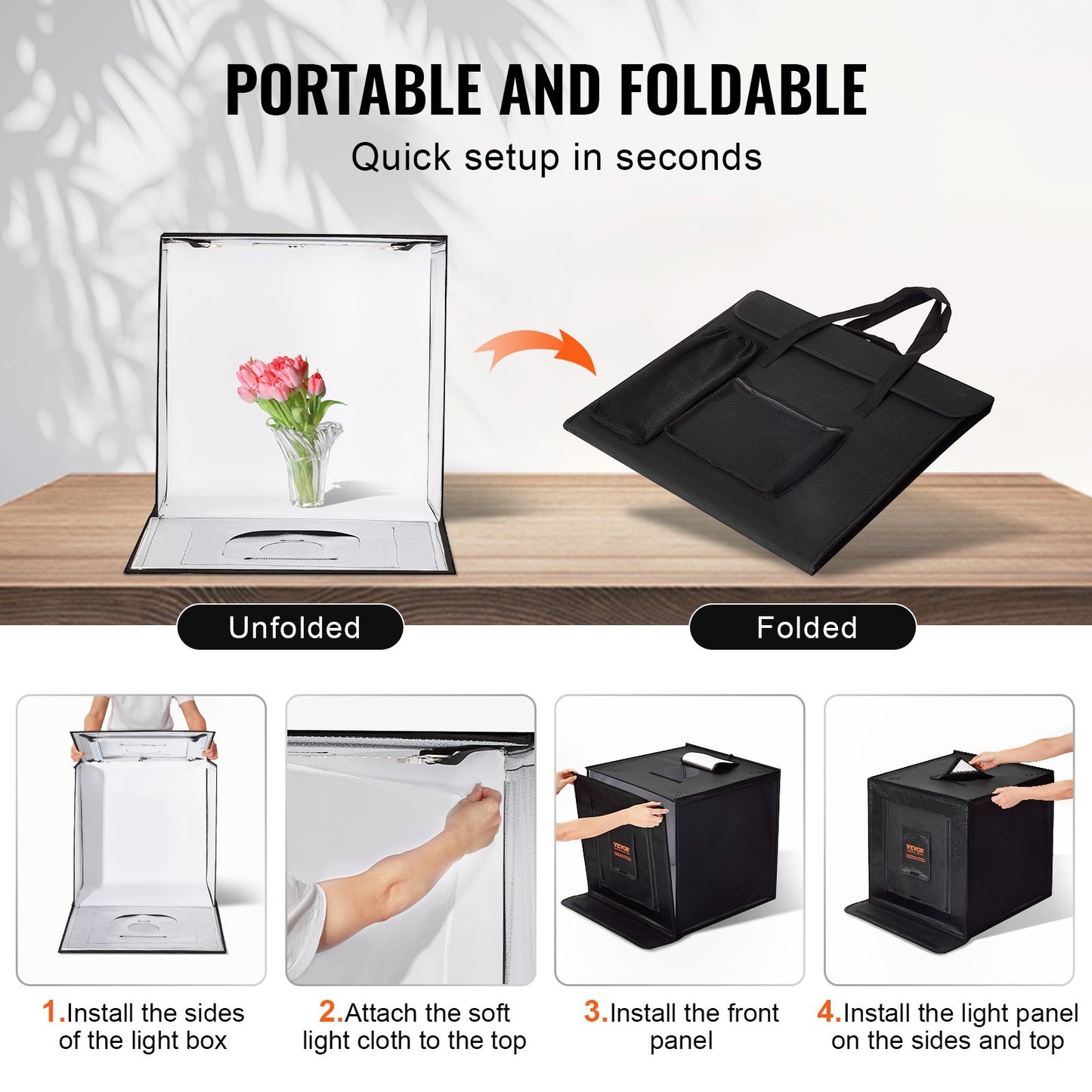 Photo Studio Light Box 24"x24" 3000-5600K Justerbar 3 färgtemperaturer