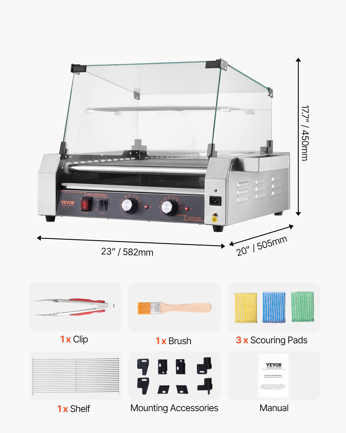 Electric 30 Hot Dog 11 Roller Commercial Grill Spismaskin 2200W