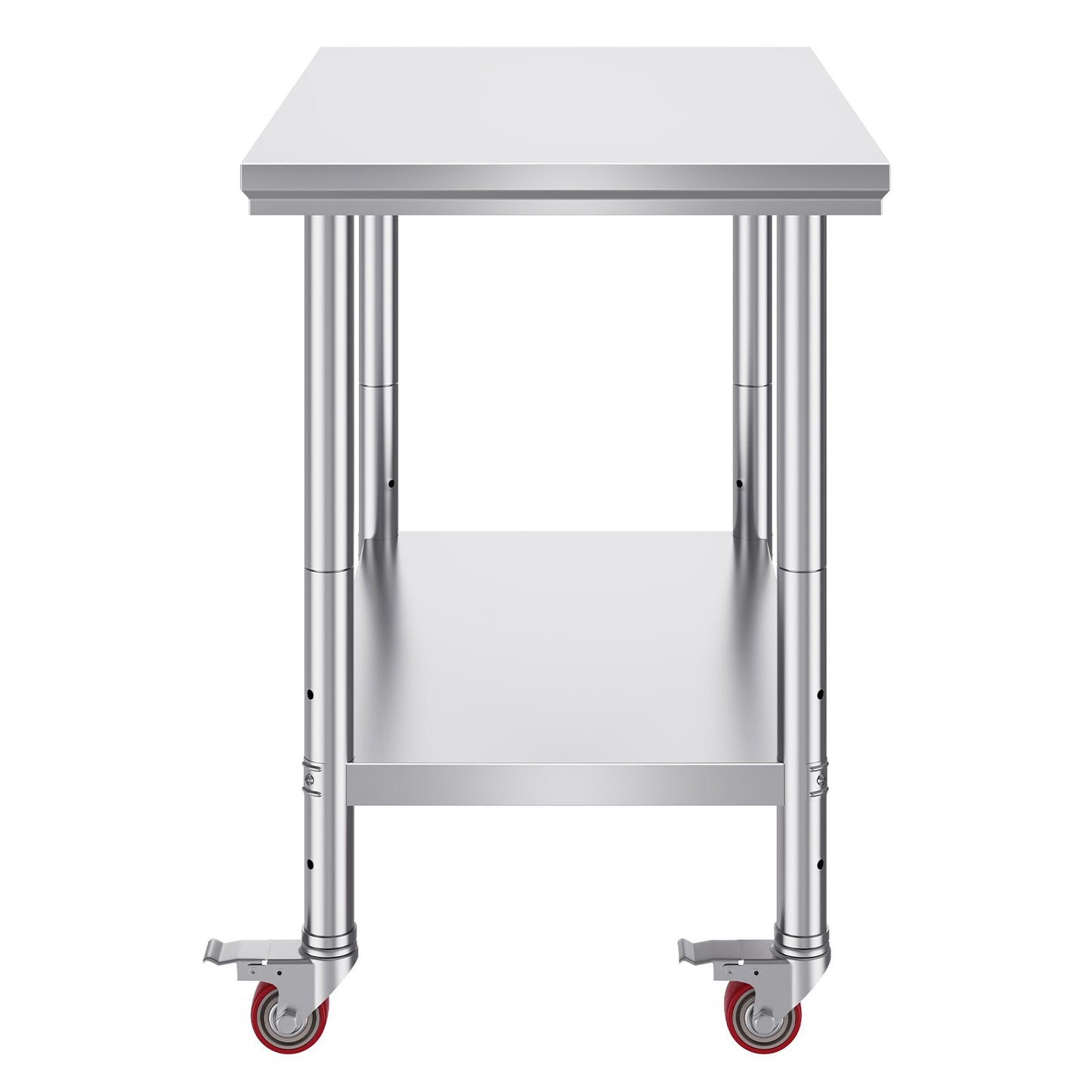 Stainless Steel Catering Work Table 36x24 Inch Commercial Work Table with 4 Wheels Commercial Food Preparation Workbench with Flexible Adjustment Shelf for Kitchen Prep Table