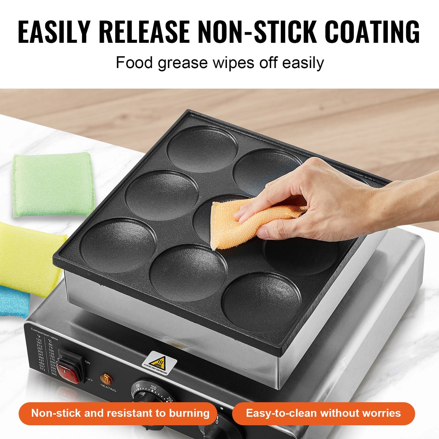 9 STK 76 mm holländsk pannkaksbakare Kommersiell Dorayaki Baker 850W non-stick