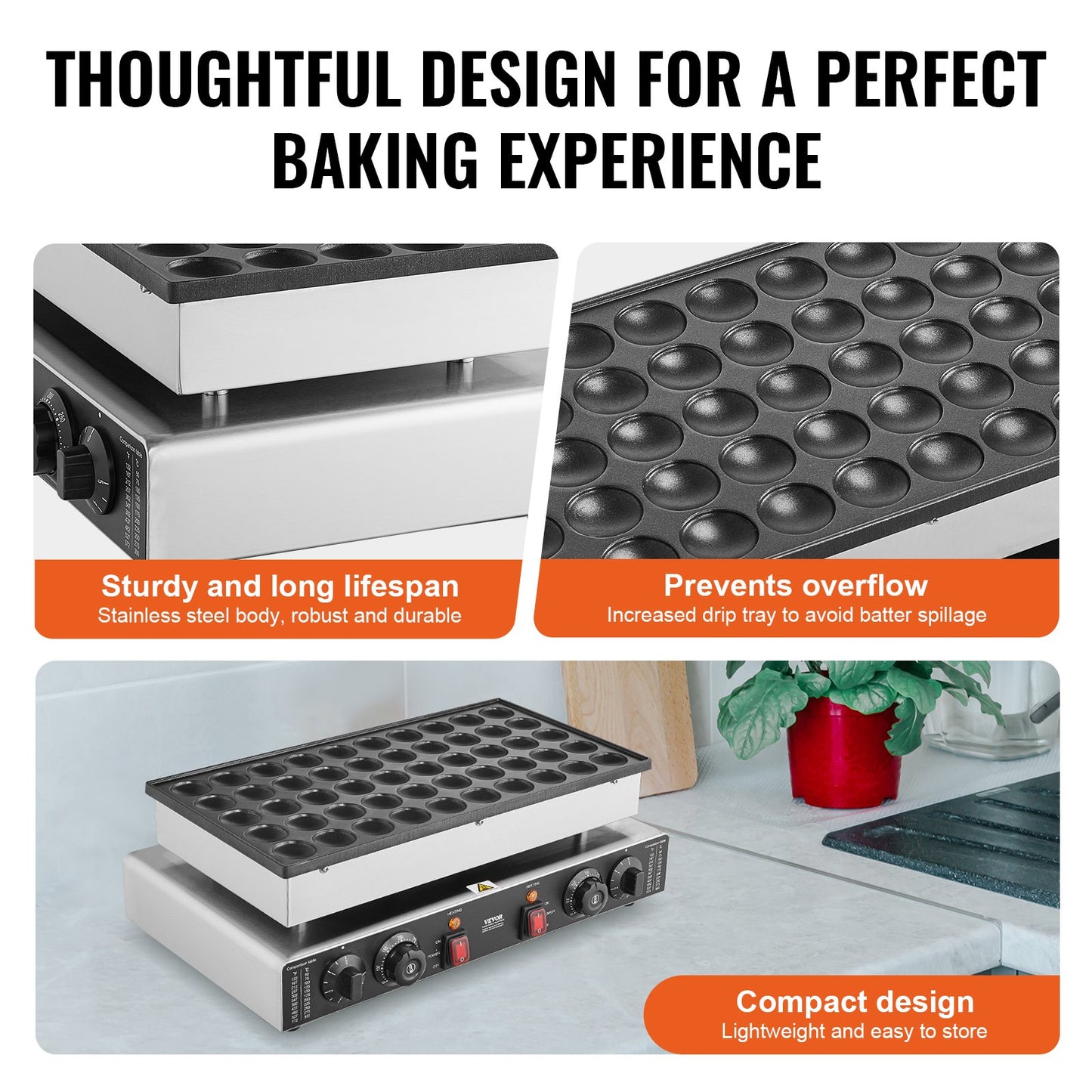 50 STK 43 mm Mini holländsk pannkaksmakare Kommersiell Dorayaki Baker 1700W