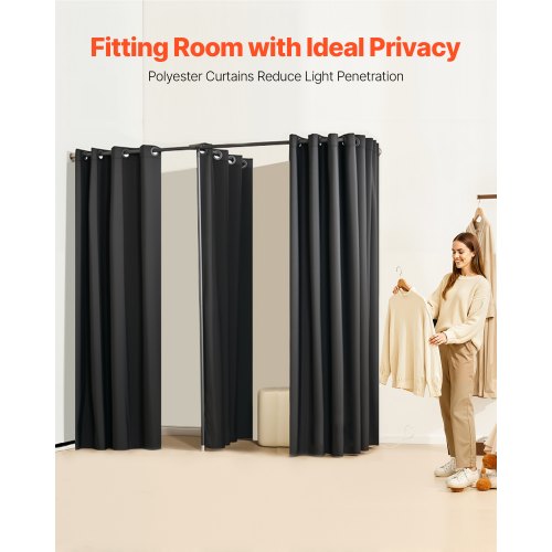 Proving Room Portable Dressing Room 227 x 91 x 227 cm Avskildhetsyta (Svart)