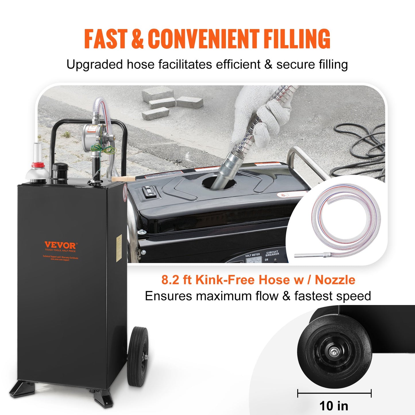 30 Gallon Gas Caddy, Bränsletank med hjul, Portabel Fuel Caddy med Manuell överföringspump, Bensin Diesel Bränslebehållare för bilar, Gräsklippare, ATV, Båtar, Mer, Svart