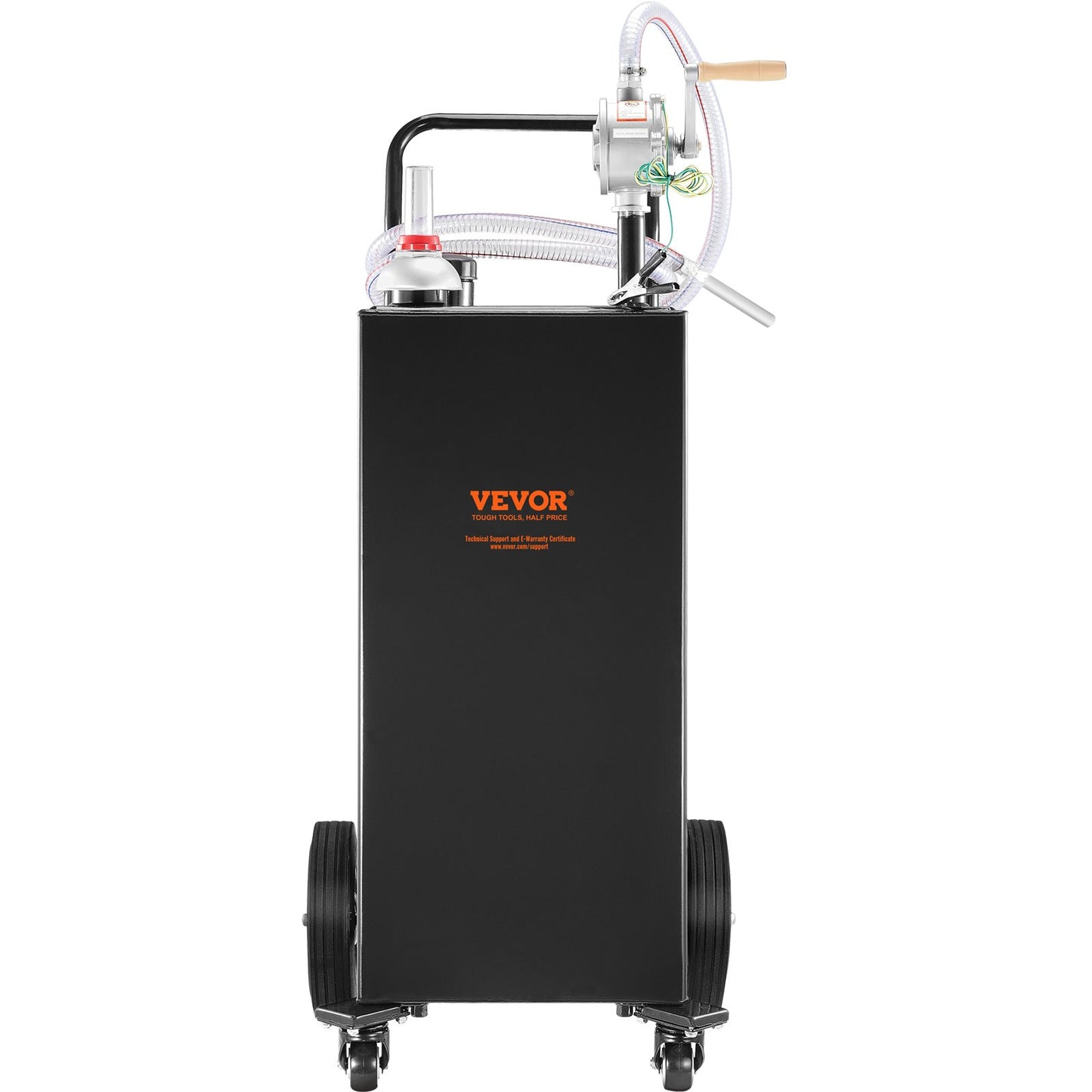 Fuel Caddy Fuel Storage Tank 35 Gallon 4 hjul med Manuell Pump, Svart
