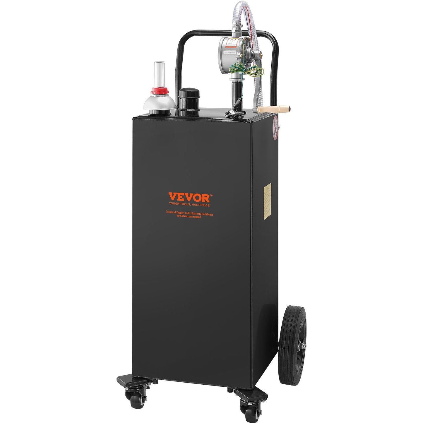 Fuel Caddy Fuel Storage Tank 35 Gallon 4 hjul med Manuell Pump, Svart