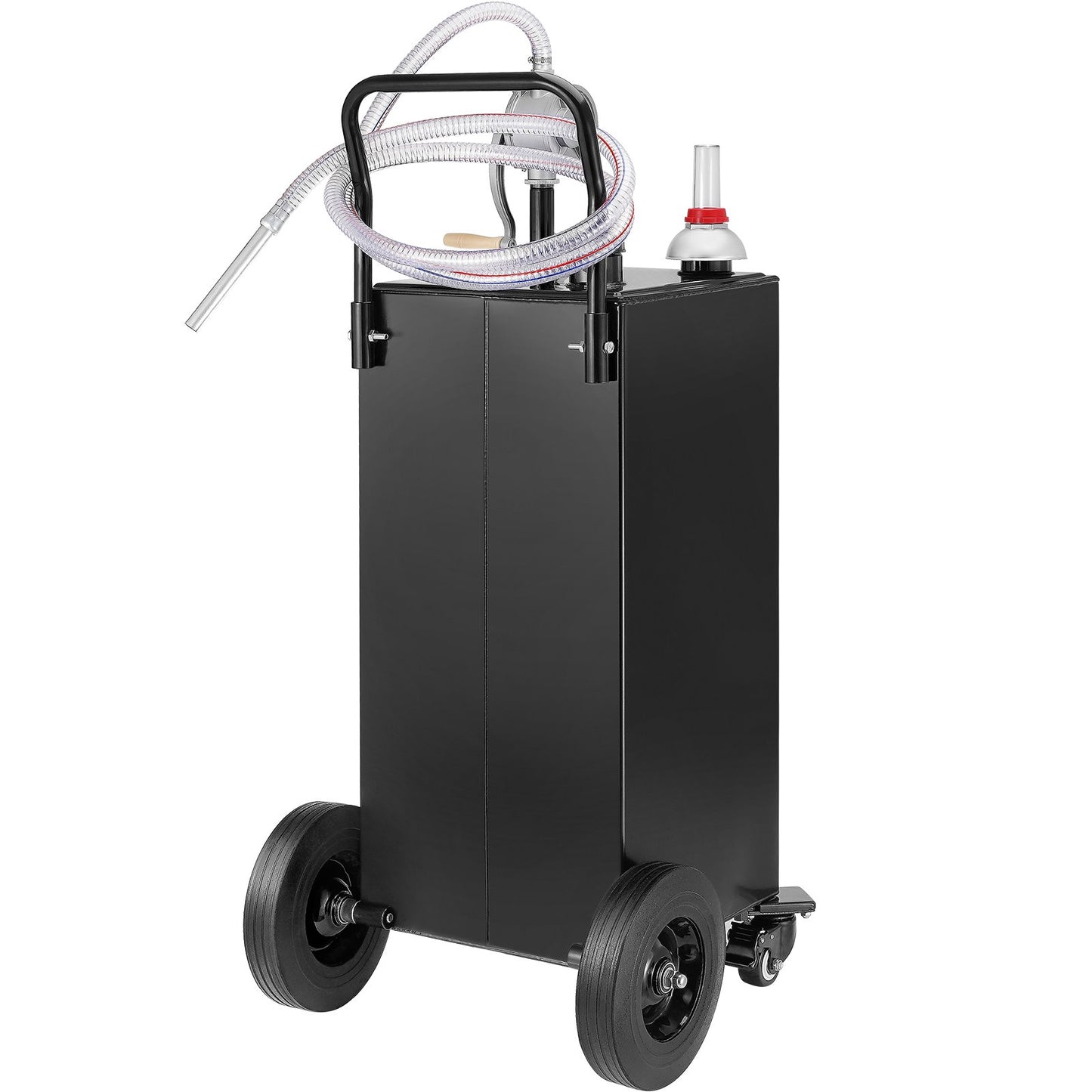 Fuel Caddy Fuel Storage Tank 35 Gallon 4 hjul med Manuell Pump, Svart