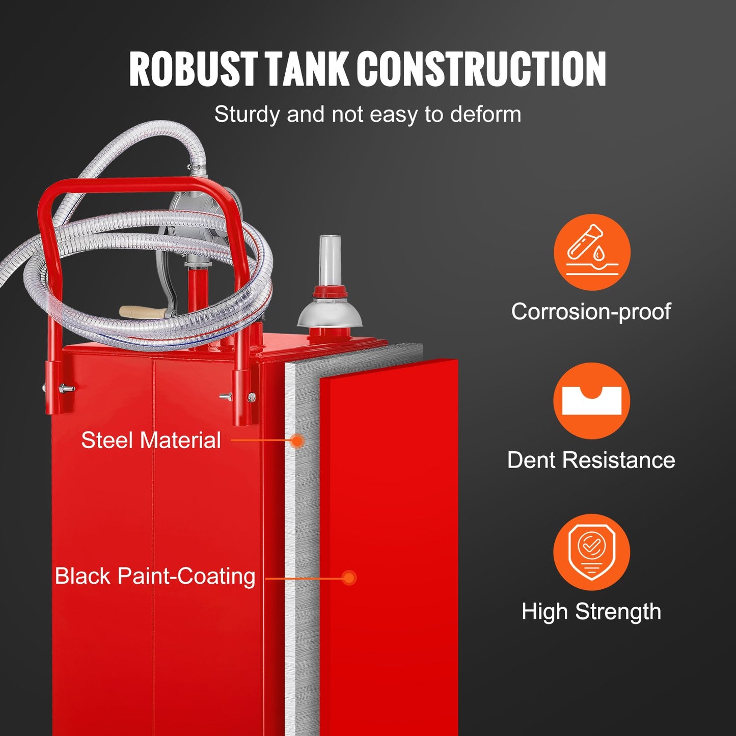 Fuel Caddy, 35 gallon, gaslagringstank på 4 hjul, med manuell överföringspump, bensindieselbränslebehållare för bilar, gräsklippare, terränghjulingar, båtar, mer, röd