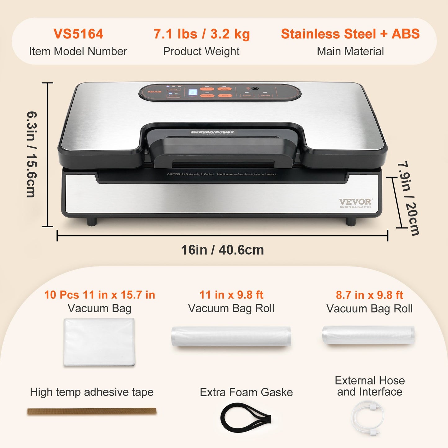 Vakuumförseglingsmaskin Matkonservering Lagringssparare 90Kpa w/ Seal Bag
