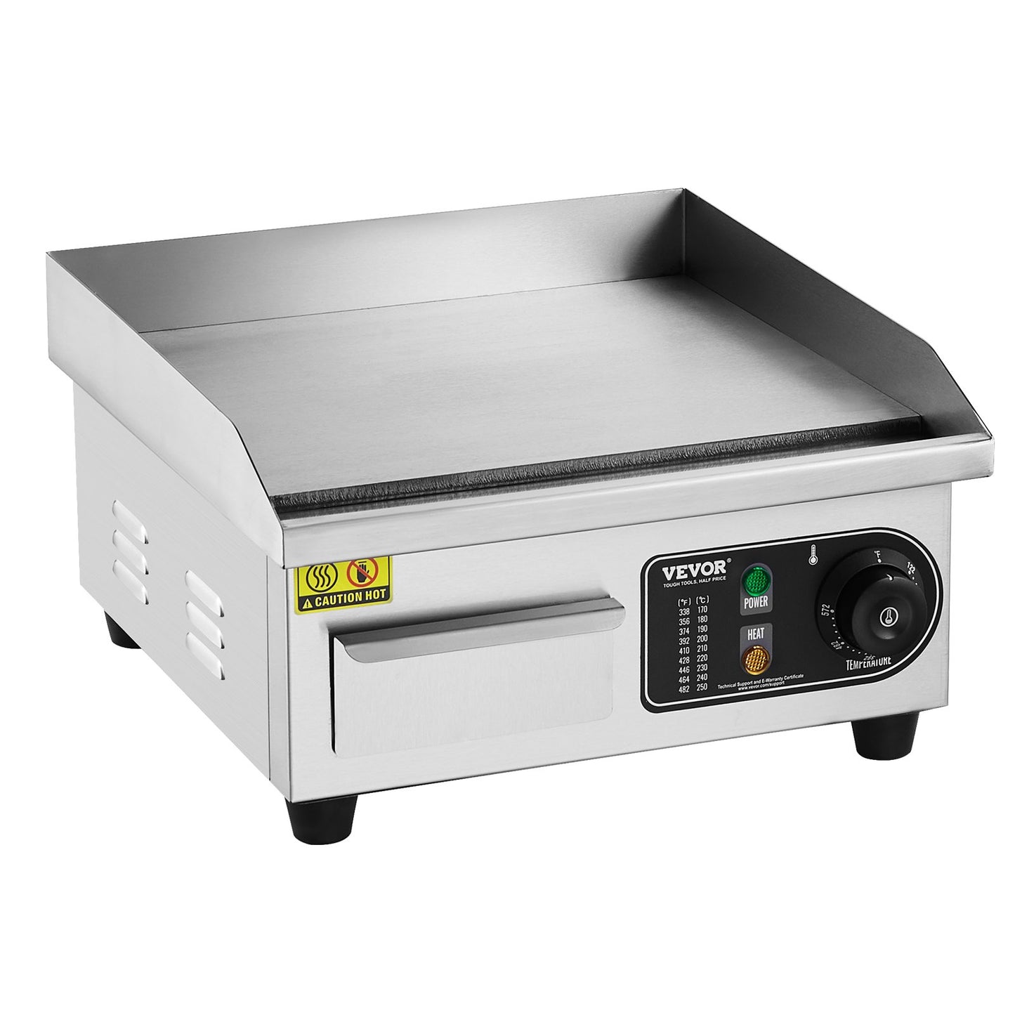Kommersiell elektrisk grill 2000 W bänkskiva platt grill 122℉-572℉
