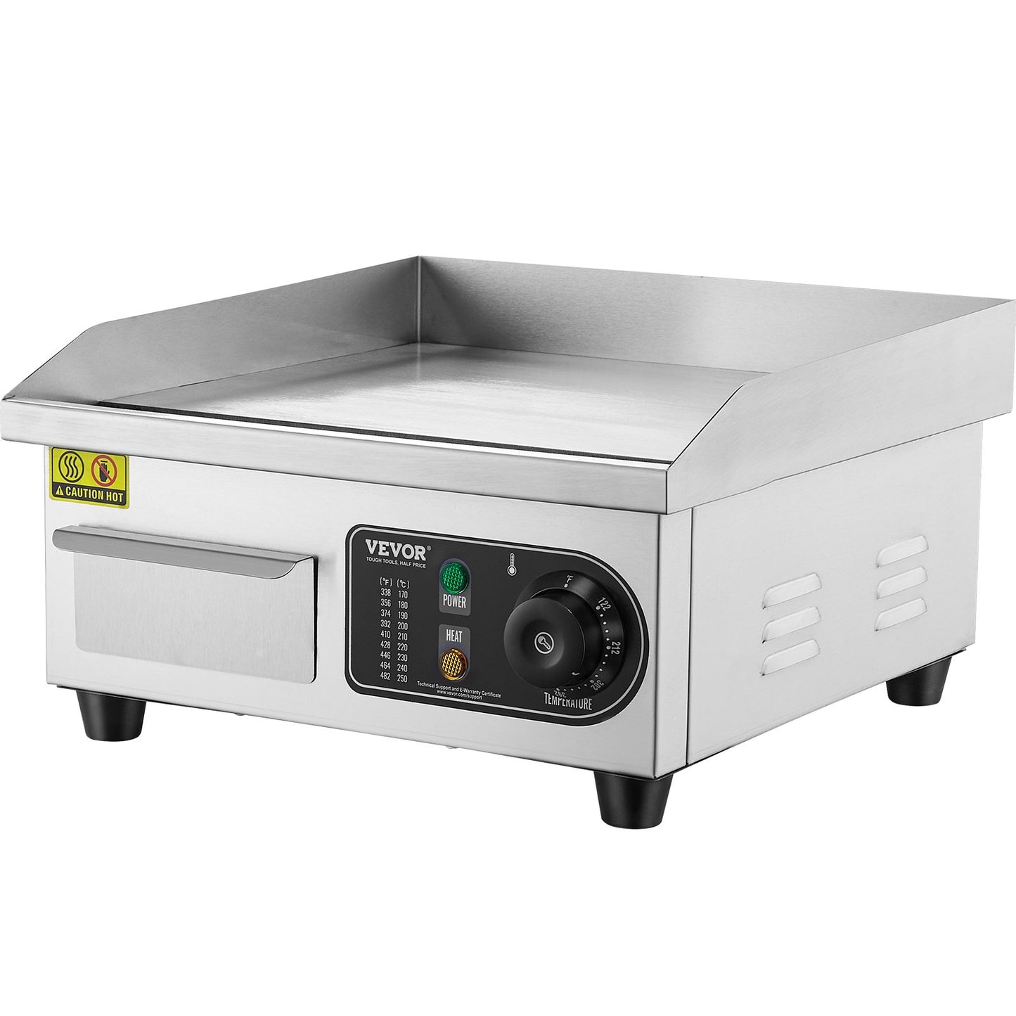 Kommersiell elektrisk grill 2000 W bänkskiva platt grill 122℉-572℉