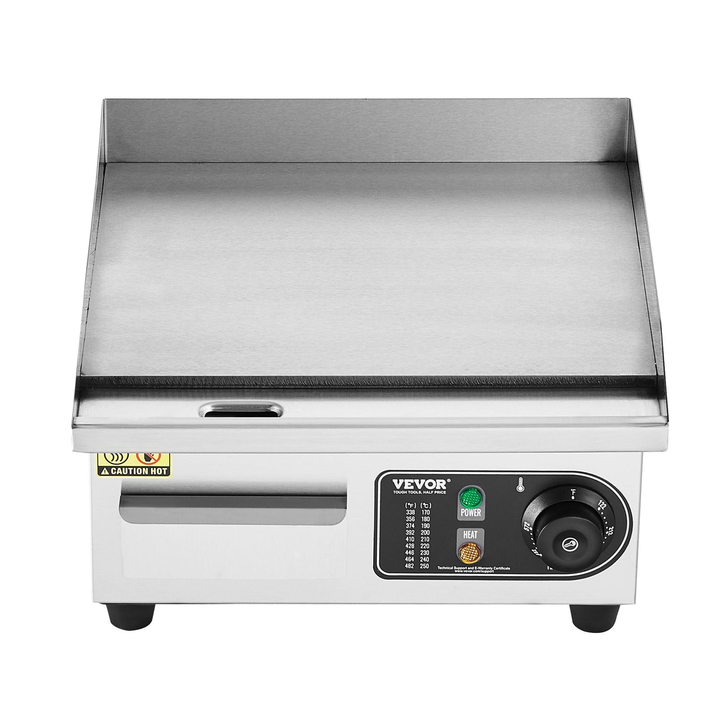 Kommersiell elektrisk grill 2000 W bänkskiva platt grill 122℉-572℉