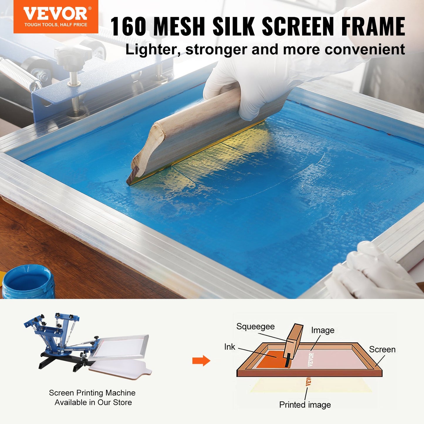 Screen Printing Kit Silk Screen Printing Ram 18x20in 160 Count Mesh 6st