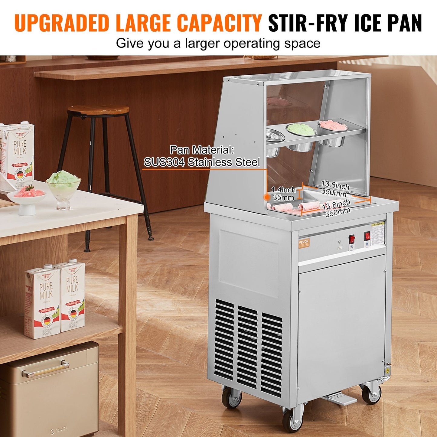 Fried Ice Cream Roll Machine Rolled Ice Cream Maker 13,8 x 13,8 tums panna