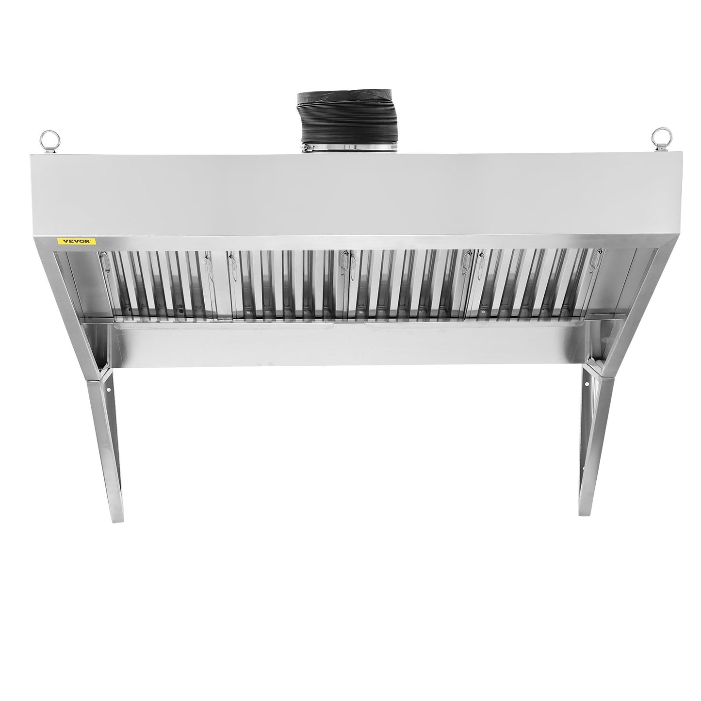 Commercial Exhaust Hood, 8FT Food Truck Hood Exhaust, 201 Stainless Steel Concession Trailer Hood with 4 Removable U-Shaped Grids Oil Filter Mesh, Rust-Resistant Ventilation Hood for Kitchen Restaurant