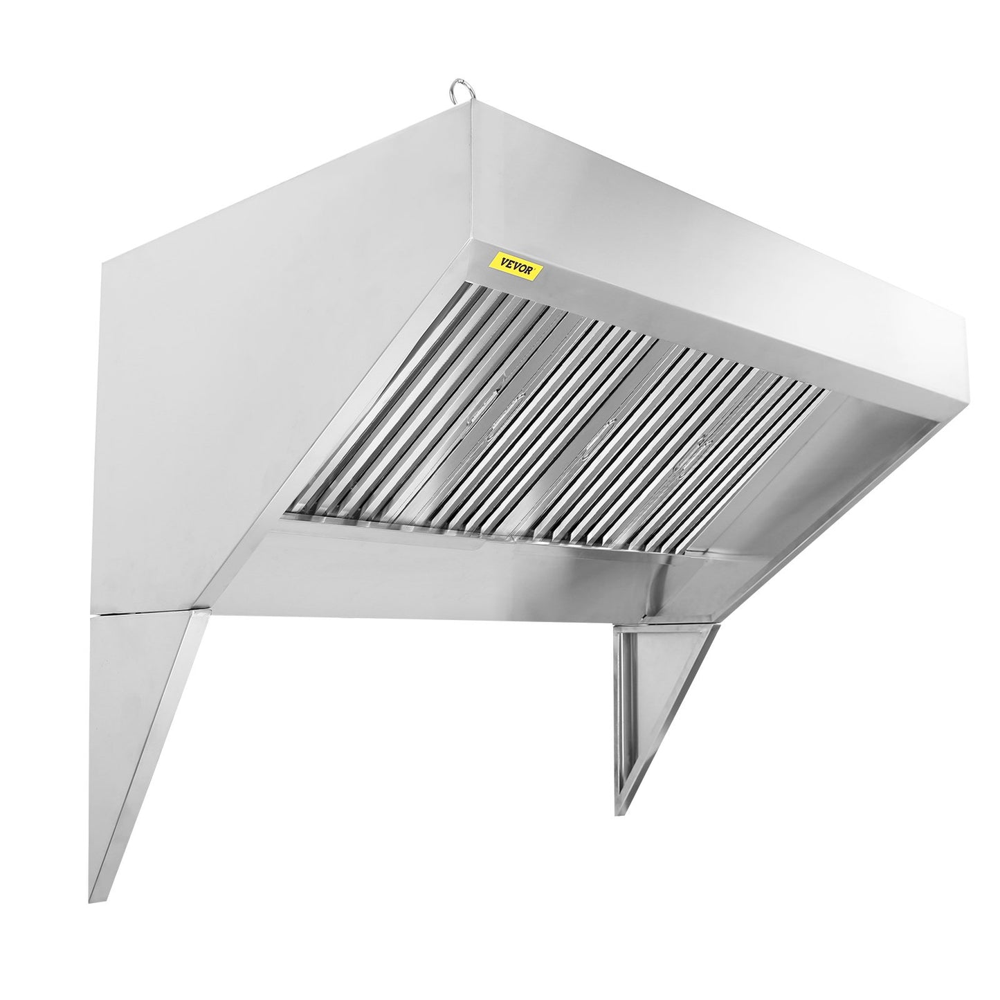 Commercial Exhaust Hood, 9FT Food Truck Hood Exhaust System, 201 Stainless Steel Concession Truck Hood with 4 Removable U-Shaped Grids Oil Filter Mesh, Rust-Resistant Vent Cover for Kitchen Restaurant