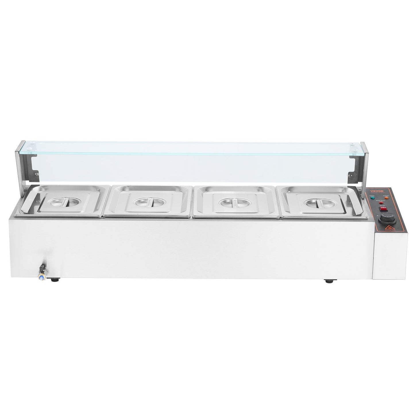 Commercial Electric Food Warmer Bänkskiva buffé 4*8Qt med glassköld