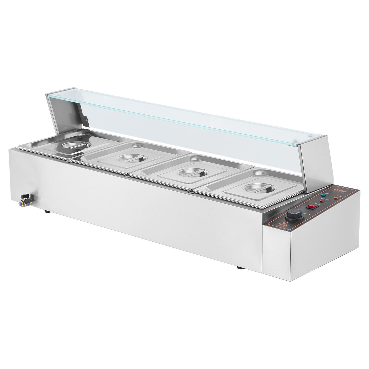 Commercial Electric Food Warmer Bänkskiva buffé 4*8Qt med glassköld