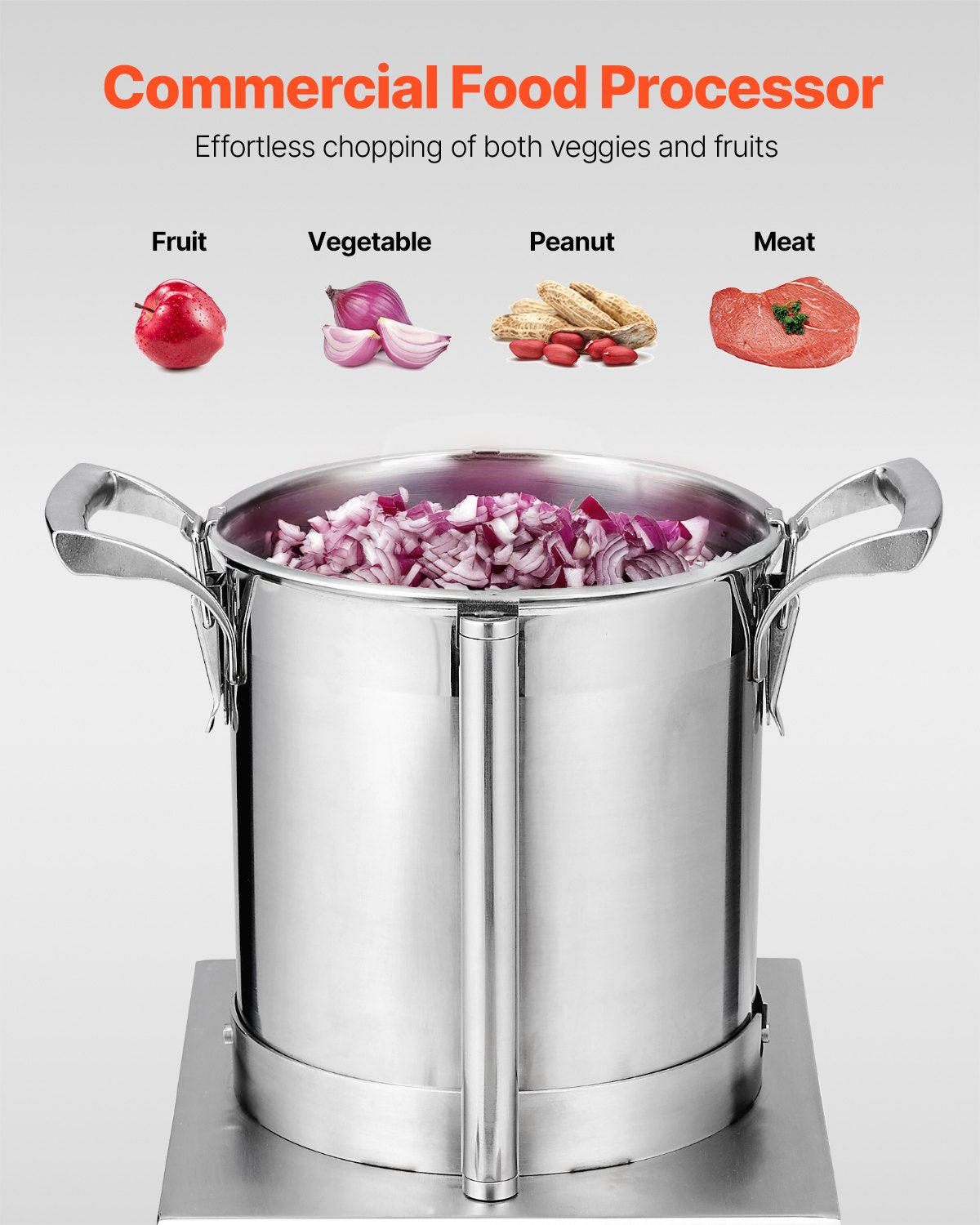Matberedare & Grönsakshackare 4L Mixer av rostfritt stål av livsmedelskvalitet