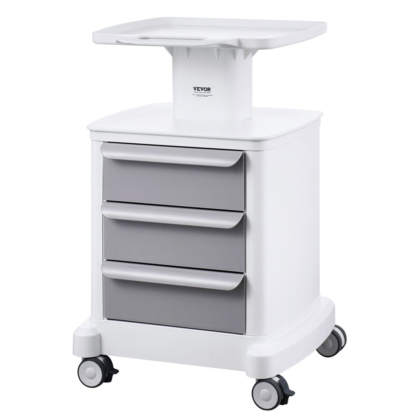 4 Tiers Lab Carts Mobil medicinsk vagn med 3 lådor & 1 toppbricka Vit