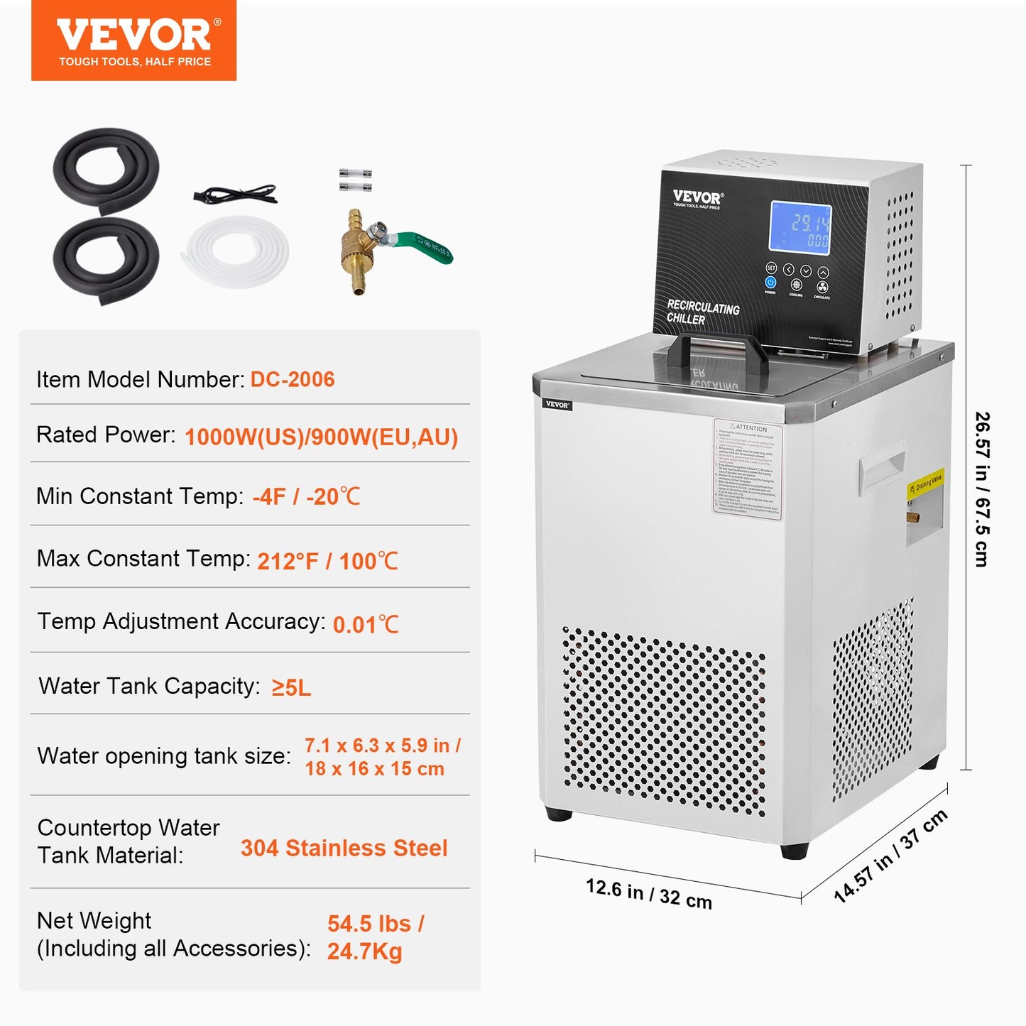 Laboratory Chiller Circulator 6L Lab Recirkulerande Chiller -4°F-212°F