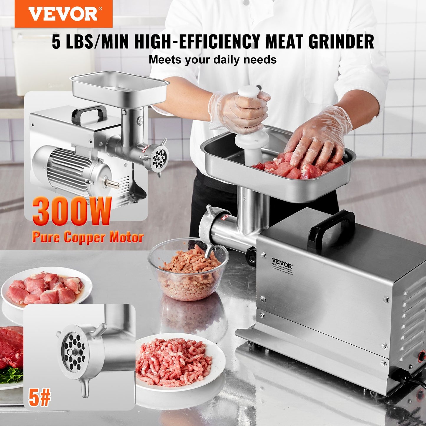 Kommersiell elektrisk köttkvarn 5 Lbs/Min Korvstoppare Kök