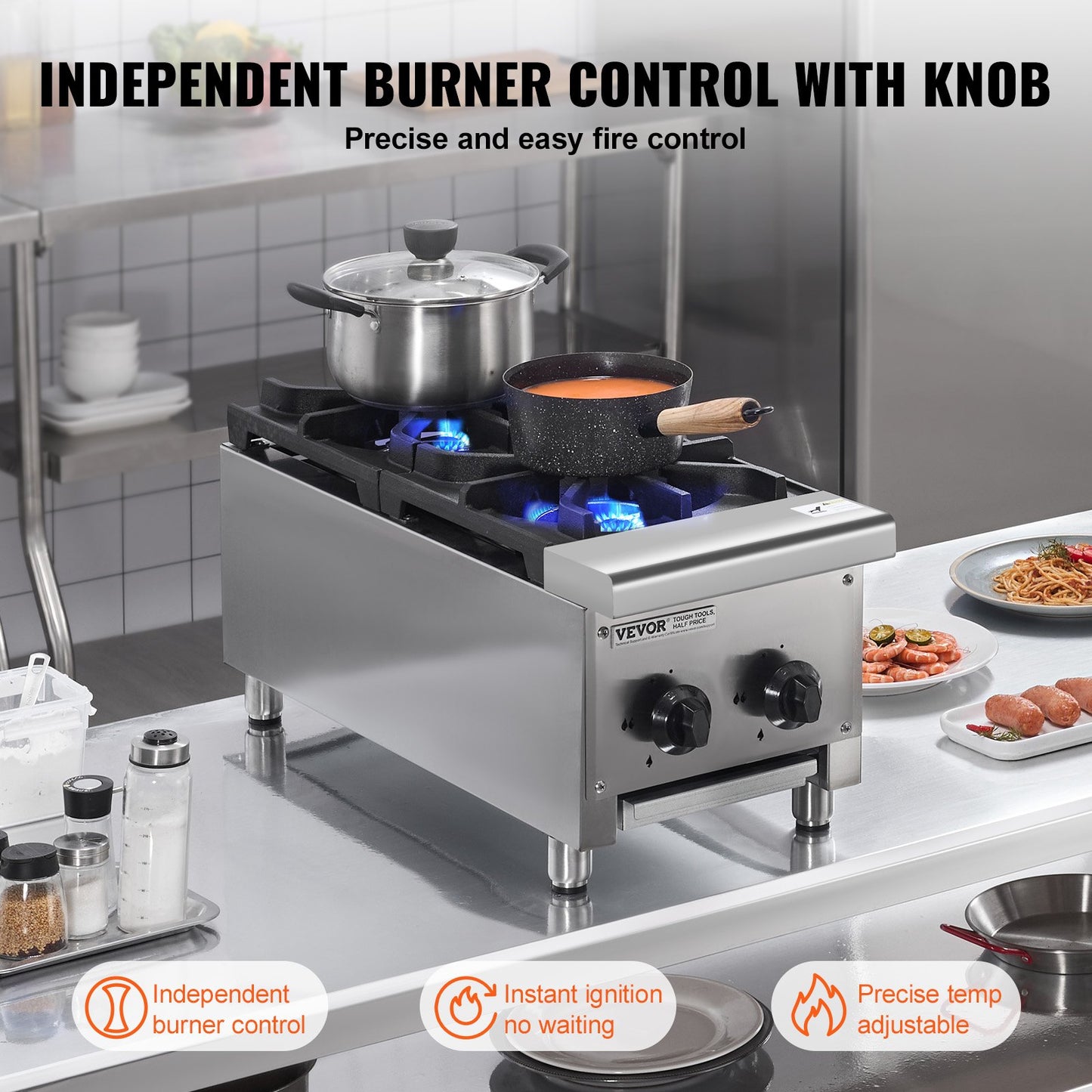 Kommerziellen Gasherd Herd 2 Brenner Arbeitsplatte Kochen Heißer Platte Küche