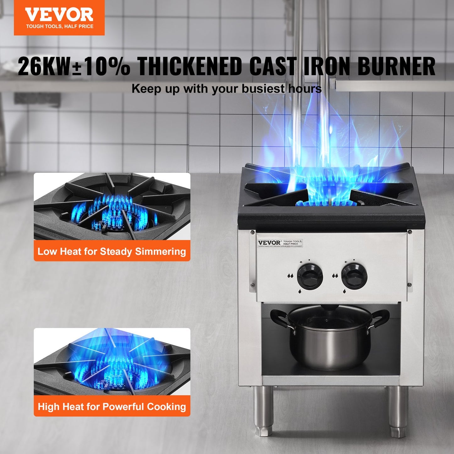 Commercial Gas Stove Cooker 1 Burner Countertop Cooking Hot Plate Kitchen