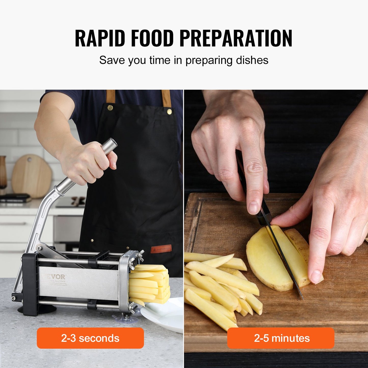 Fransk Fry Cutter Rostfritt stål Potatis Grönsaksskärare Hackare 2 Blad