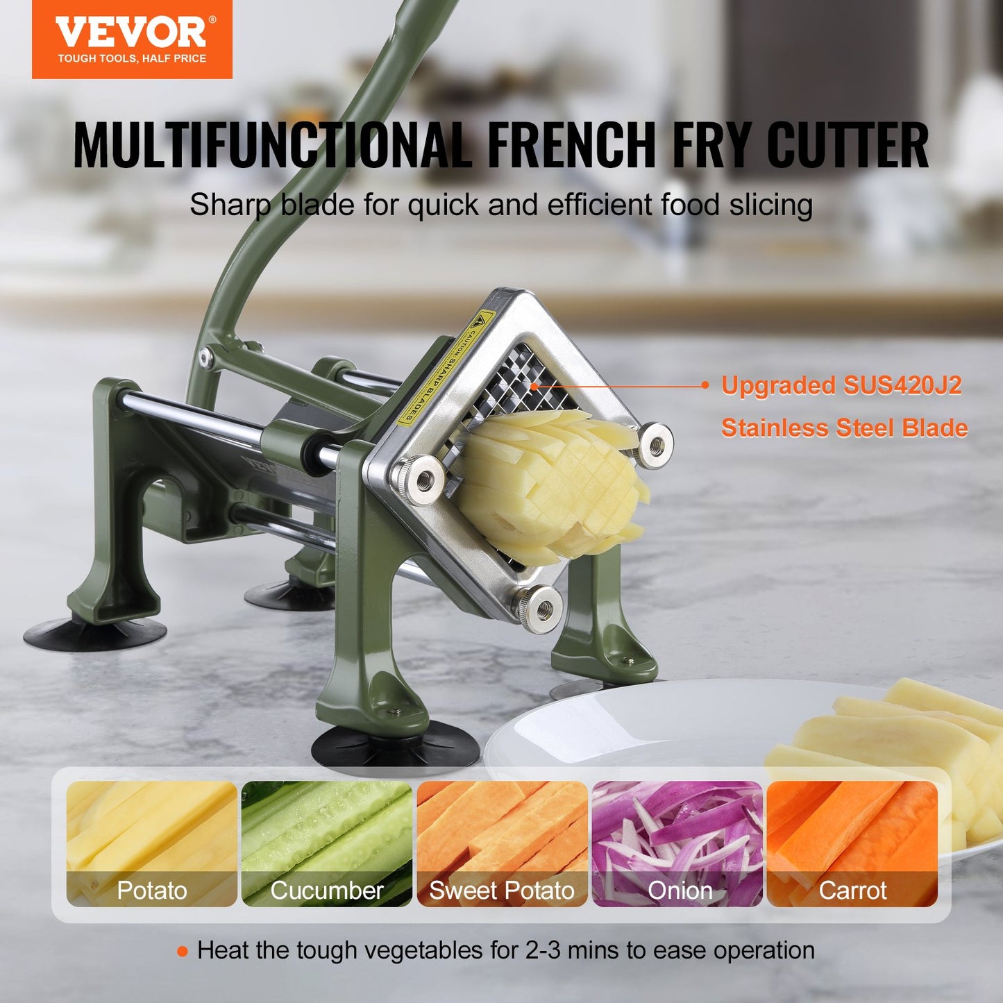 French Fries Cutter Stainless Steel Potato Vegetable Cutter Chopper with Blade