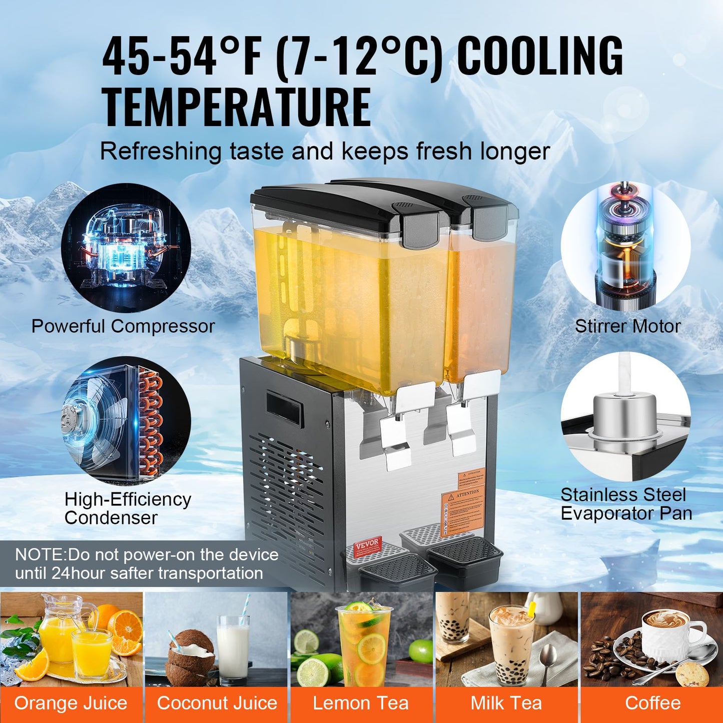 Commercial Beverage Dispenser 10L x 2 Tankar Kall Juice Is Dryck Dispenser