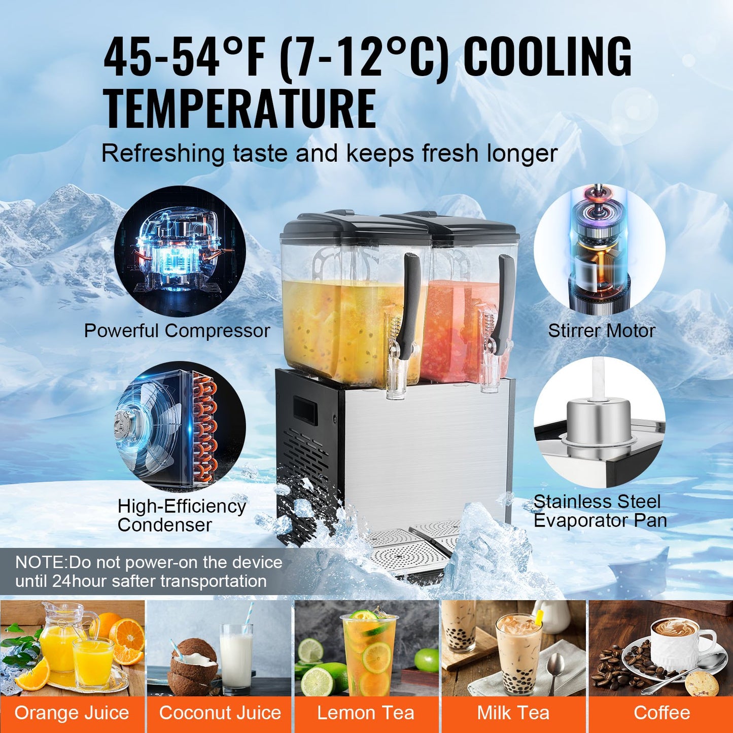 Commercial Beverage Dispenser 12L x 2 Tankar Kall Juice Is Drink Dispenser