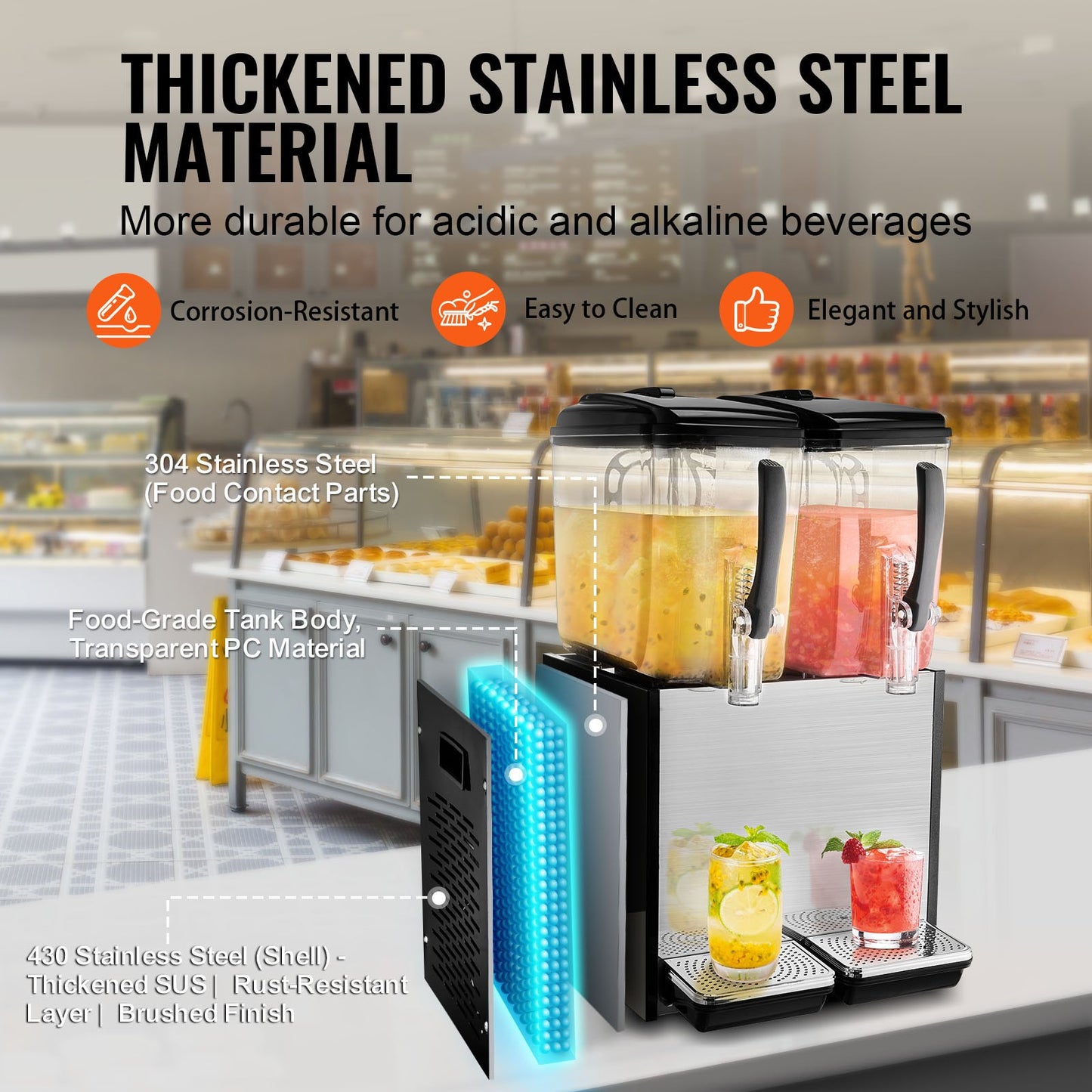 Commercial Beverage Dispenser 12L x 2 Tankar Kall Juice Is Drink Dispenser