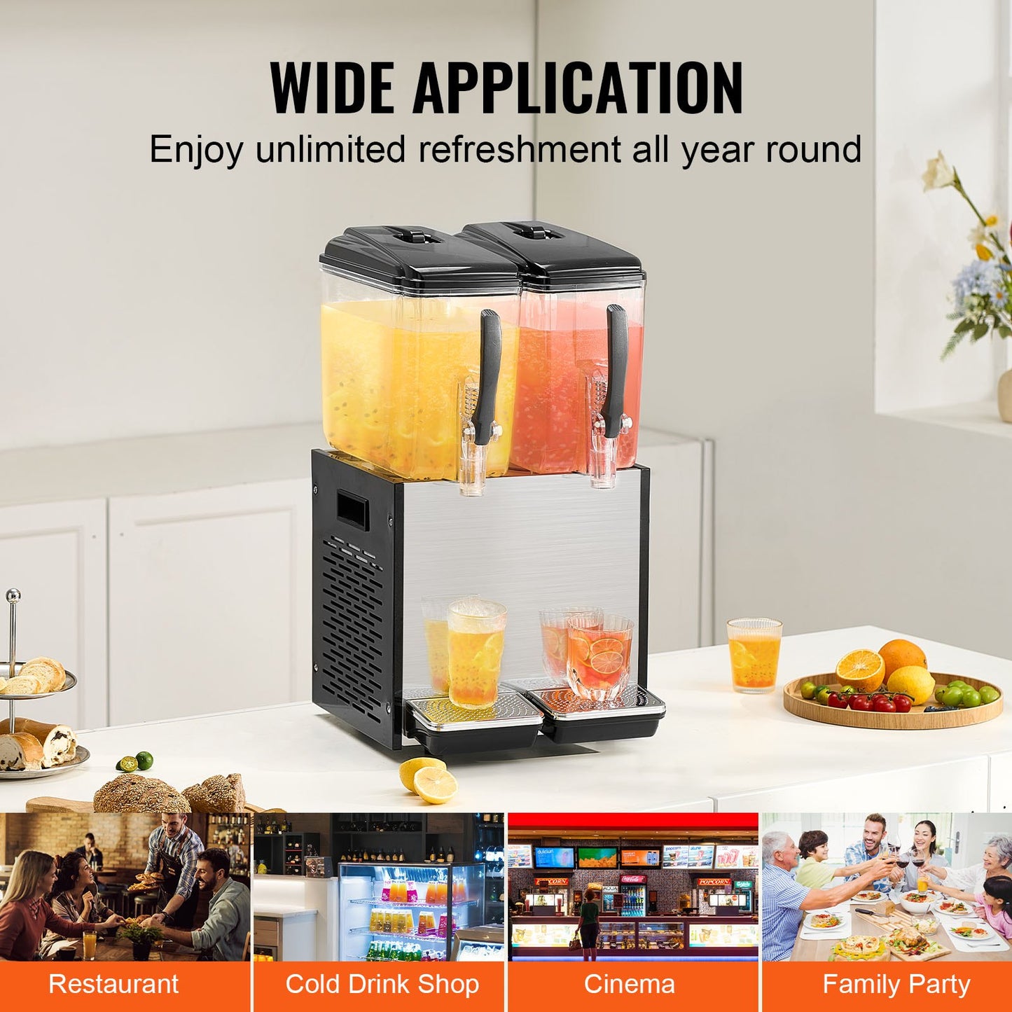 Commercial Beverage Dispenser 12L x 2 Tankar Kall Juice Is Drink Dispenser