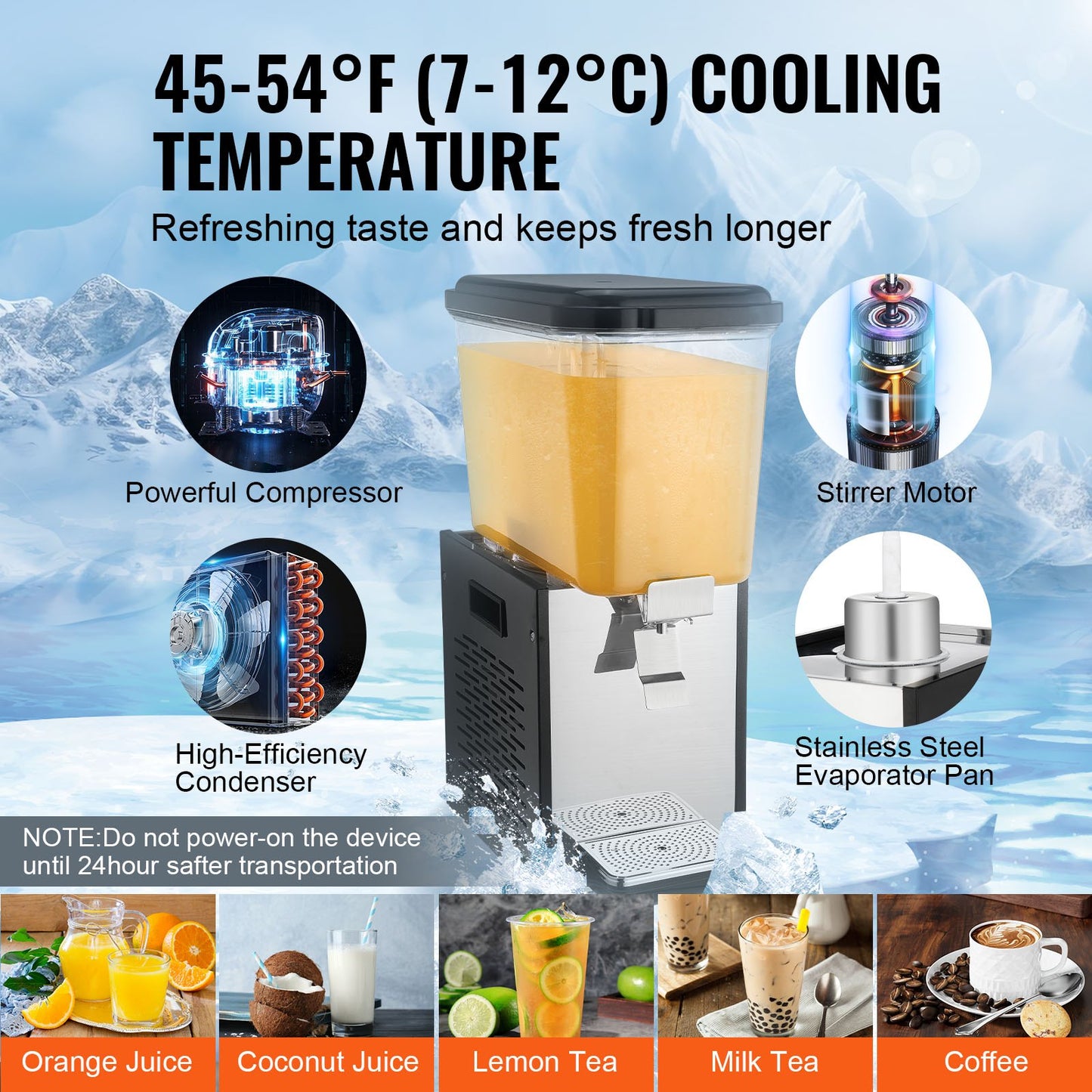 Commercial Beverage Dispenser 18L Kall Juice Ice Drink Dispenser för fest