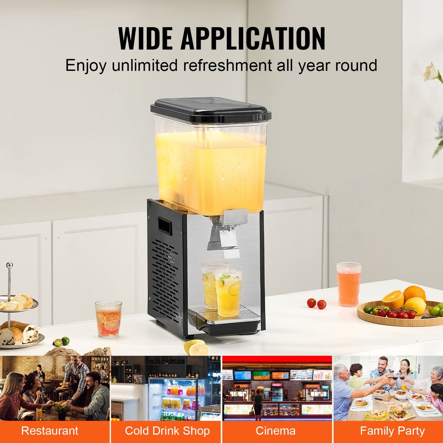 Commercial Beverage Dispenser 18L Kall Juice Ice Drink Dispenser för fest