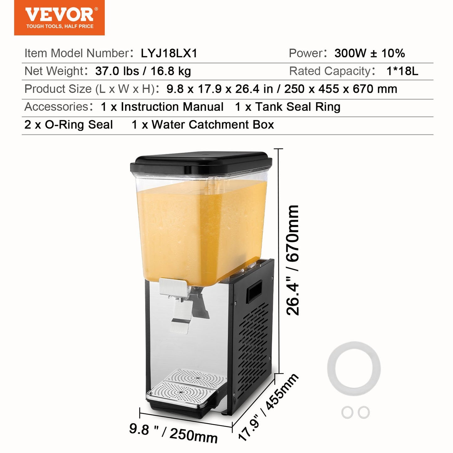 Commercial Beverage Dispenser 18L Kall Juice Ice Drink Dispenser för fest