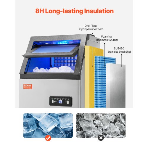 kommersiell ismaskin Fristående skåpmaskin 120lbs/24H 36 isbitar | EU